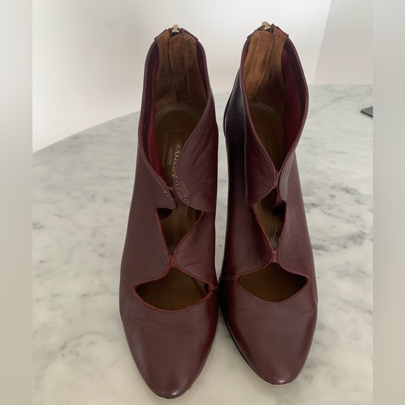 Deep Cherry Red leather AQUAZZURA ankle booties 7.5 - Picture 2 of 7